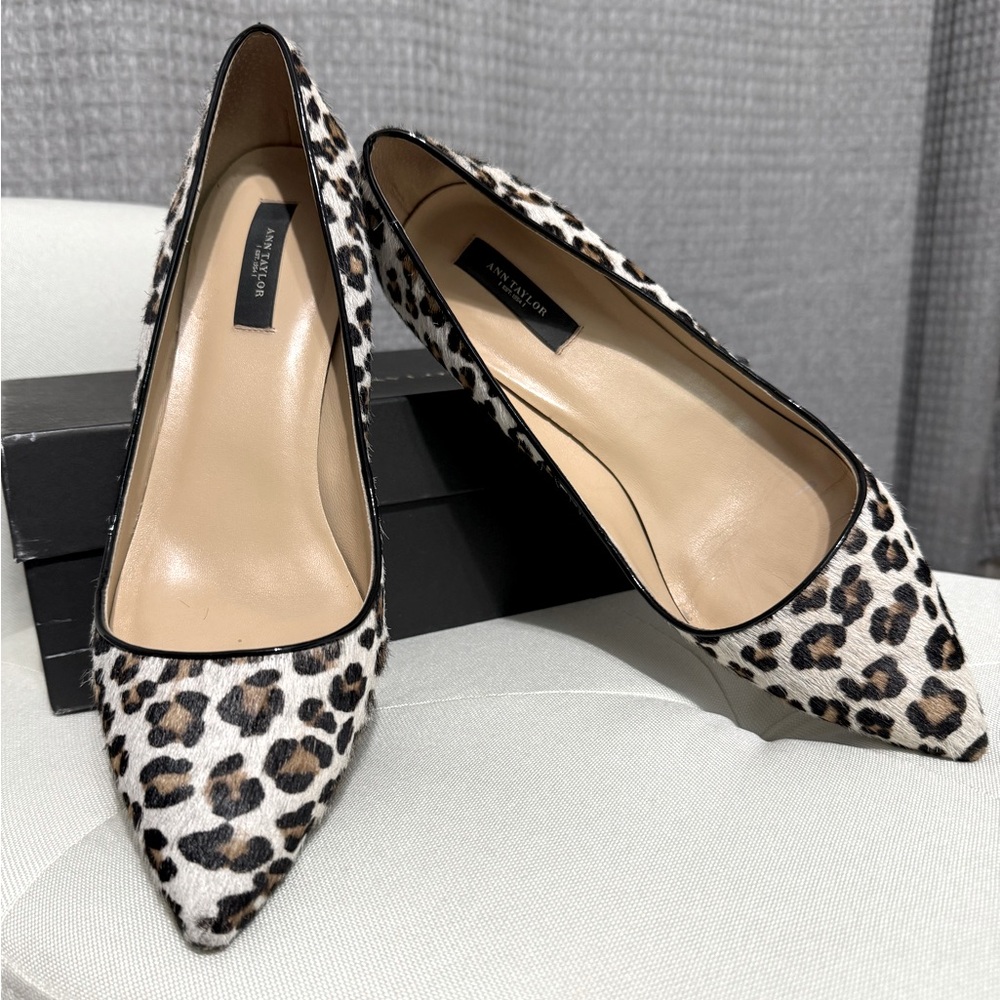 Leopard print calf hair heels.